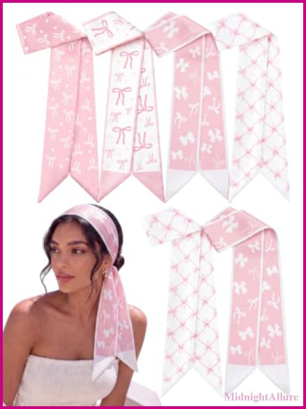 Satin Silk Bow Hair Scarf Set Purse Bag Accessory Gift 24 Pieces